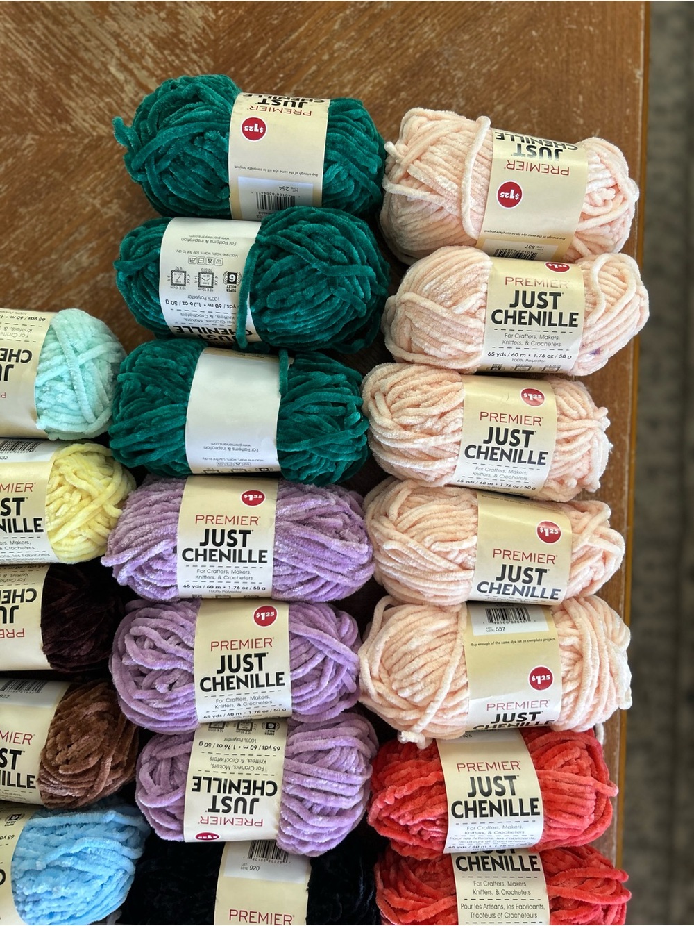 Premier Just Chenille Yarn - Teal, Coral, Black, Gray, Lavender, Peach - Picture 2 of 5